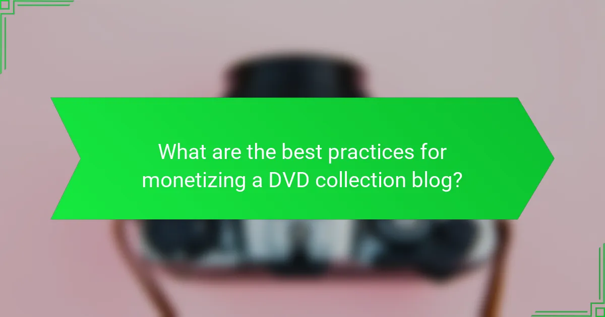 What are the best practices for monetizing a DVD collection blog?